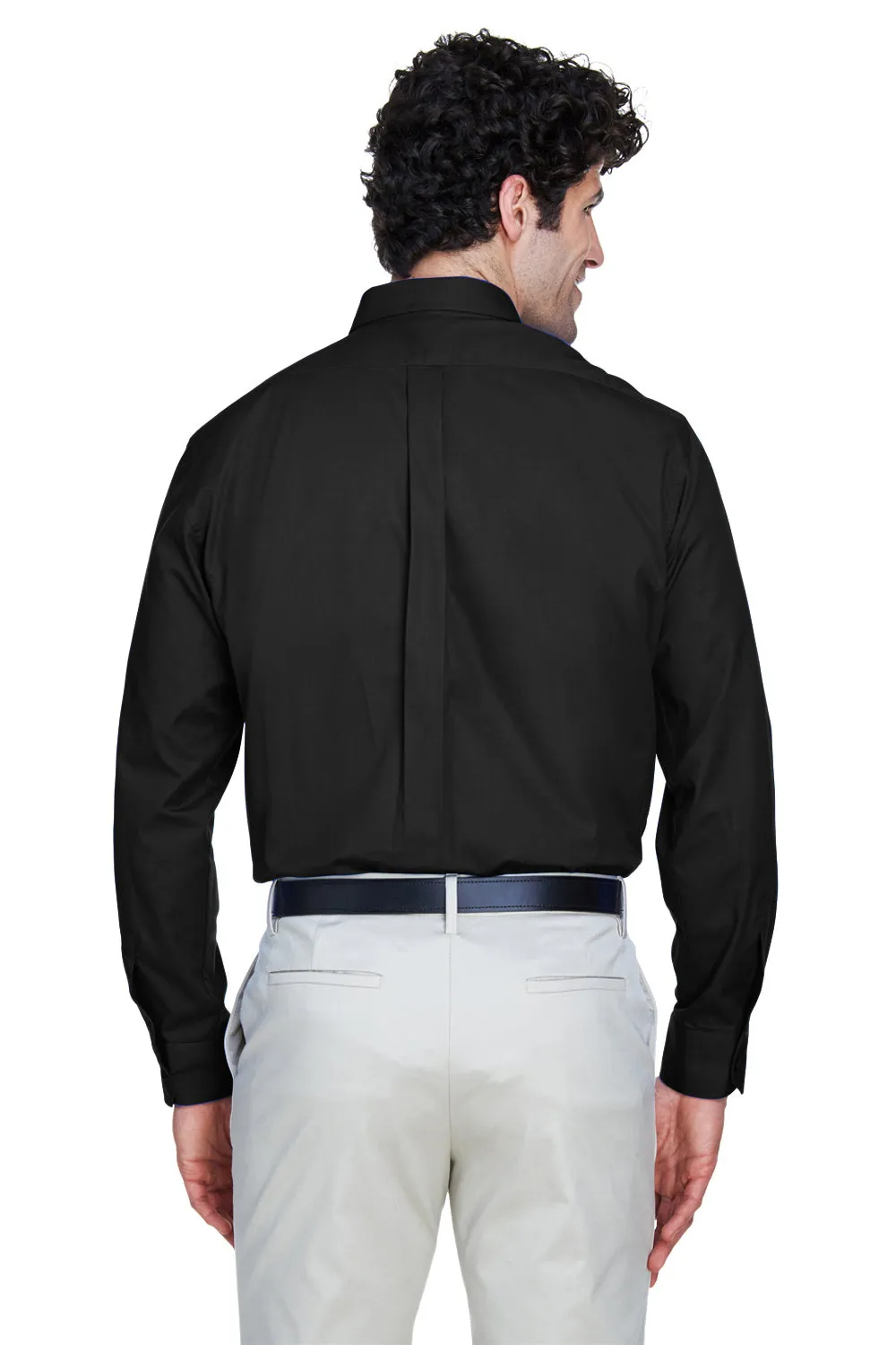 Core 365 Mens Operate UV Protection Long Sleeve Button Down Shirt w/ Pocket - Black