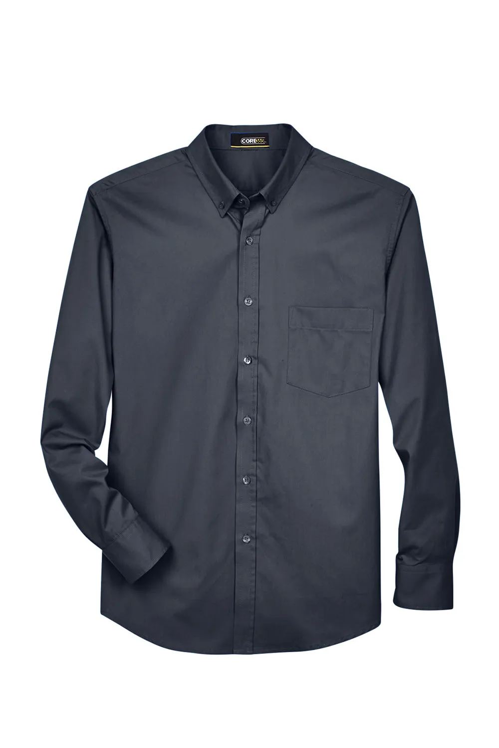 Core 365 Mens Operate UV Protection Long Sleeve Button Down Shirt w/ Pocket - Carbon Grey