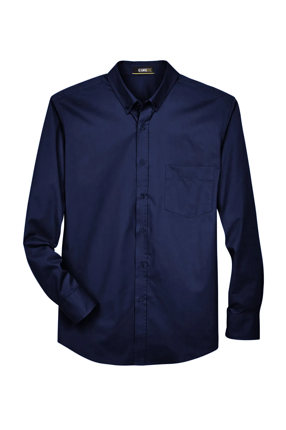 Core 365 Mens Operate UV Protection Long Sleeve Button Down Shirt w/ Pocket - Classic Navy Blue