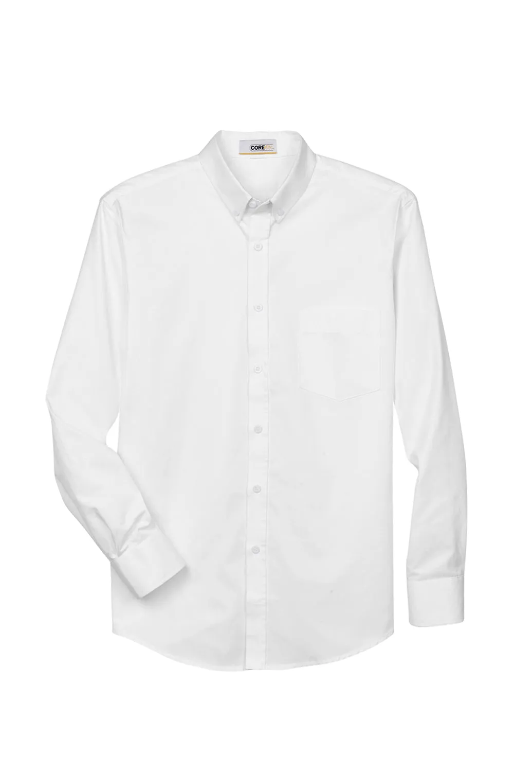 Core 365 Mens Operate UV Protection Long Sleeve Button Down Shirt w/ Pocket - White