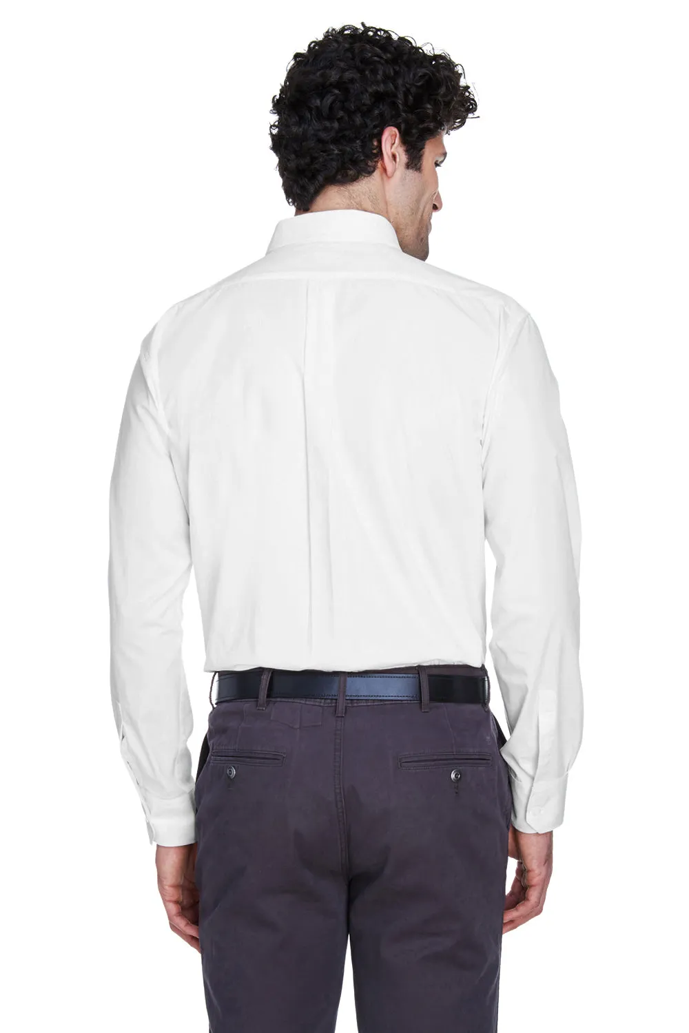 Core 365 Mens Operate UV Protection Long Sleeve Button Down Shirt w/ Pocket - White