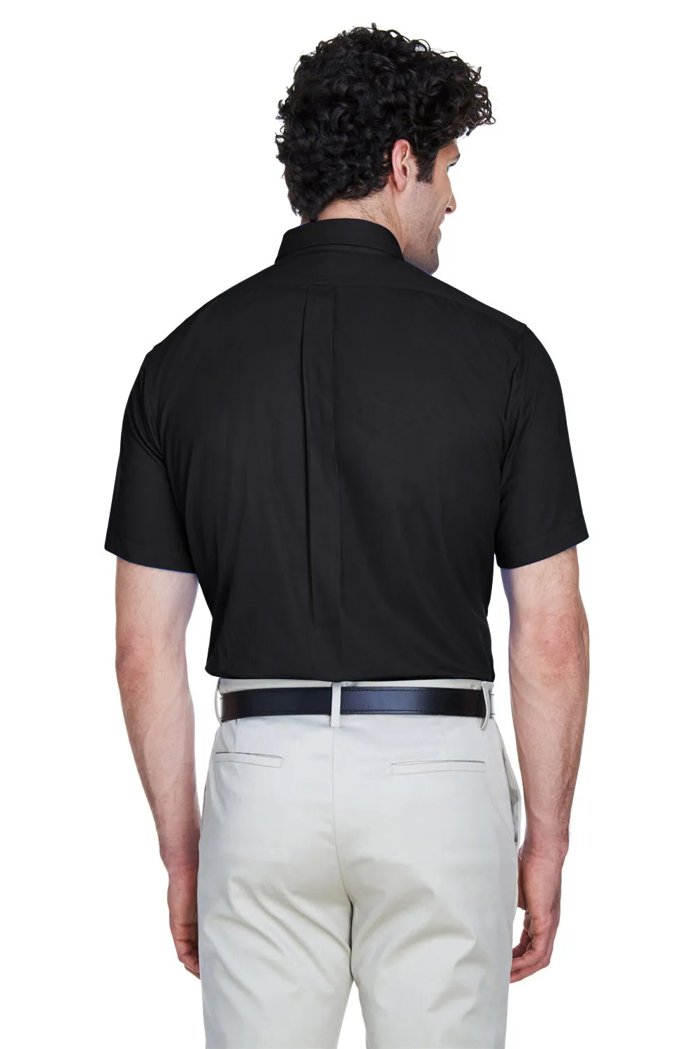 Core 365 Mens Optimum UV Protection Short Sleeve Button Down Shirt w/ Pocket - Black