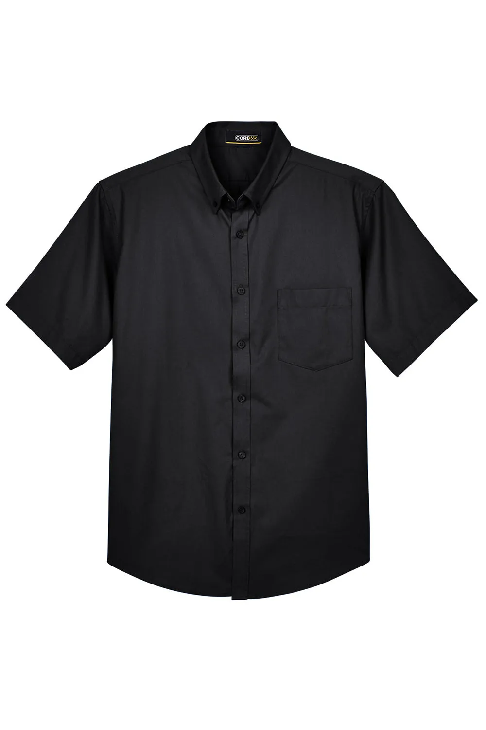 Core 365 Mens Optimum UV Protection Short Sleeve Button Down Shirt w/ Pocket - Black