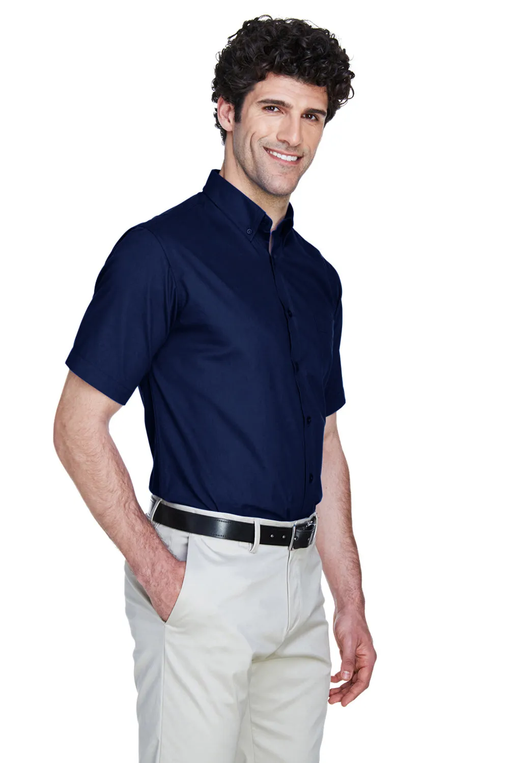 Core 365 Mens Optimum UV Protection Short Sleeve Button Down Shirt w/ Pocket - Classic Navy Blue