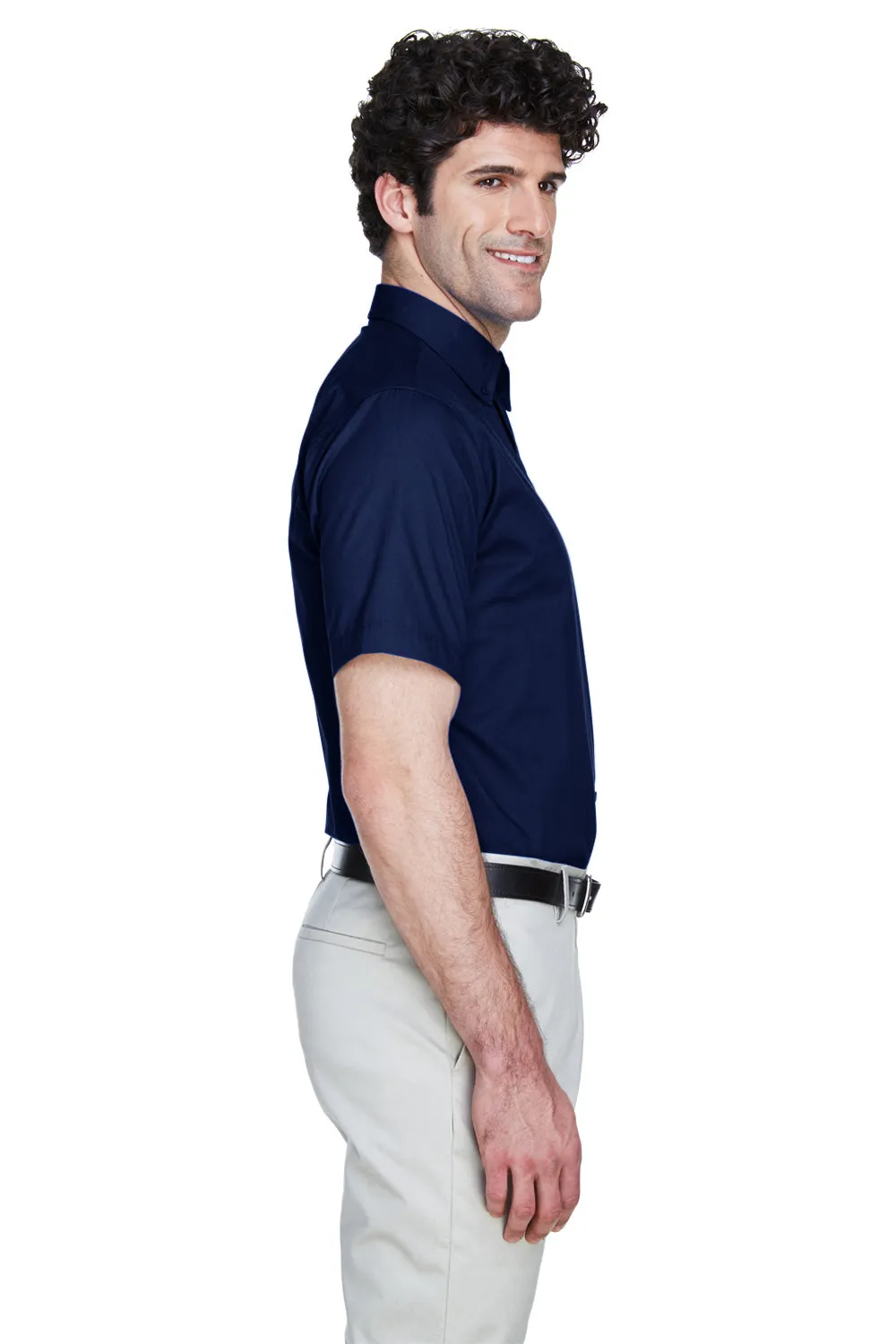 Core 365 Mens Optimum UV Protection Short Sleeve Button Down Shirt w/ Pocket - Classic Navy Blue