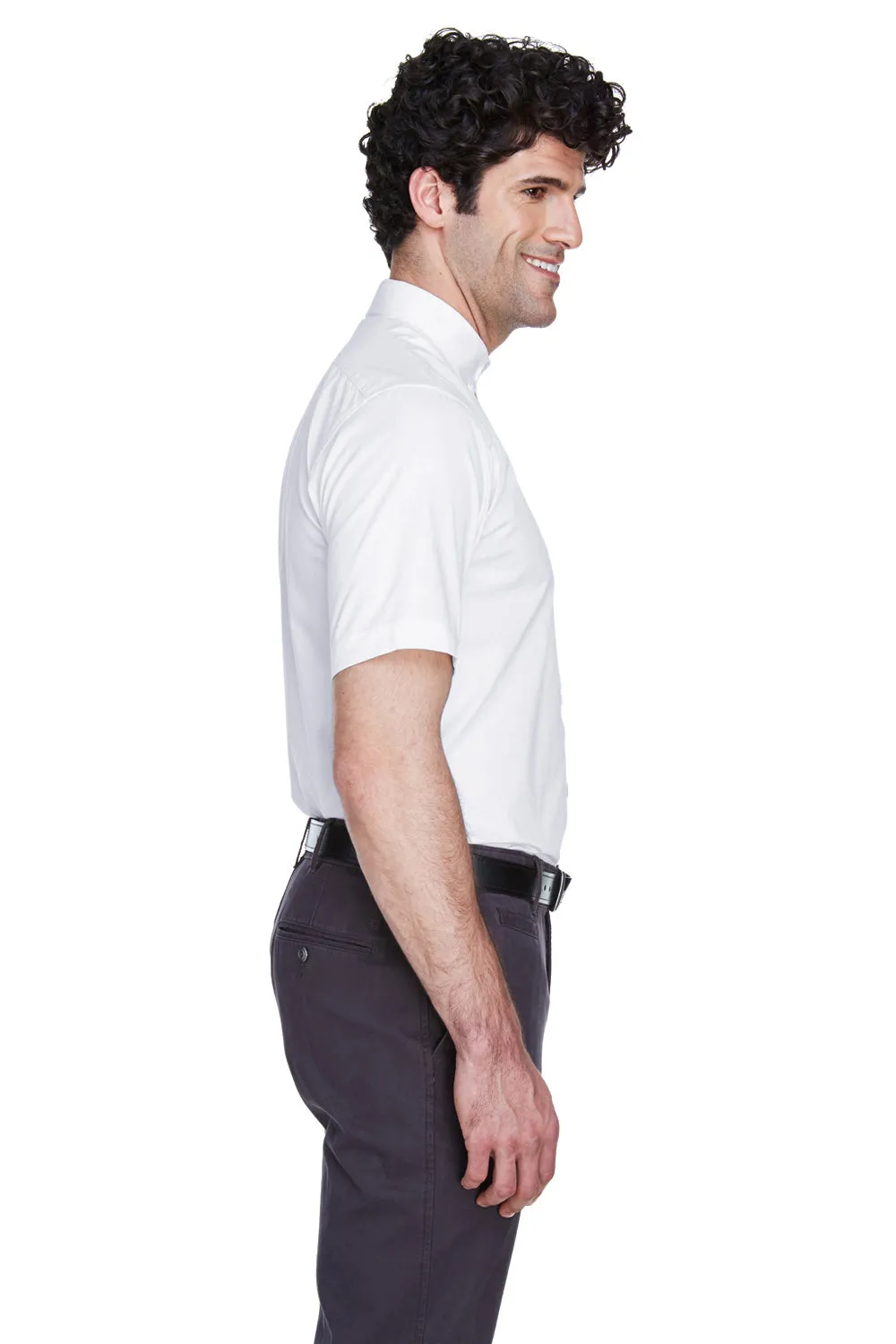 Core 365 Mens Optimum UV Protection Short Sleeve Button Down Shirt w/ Pocket - White