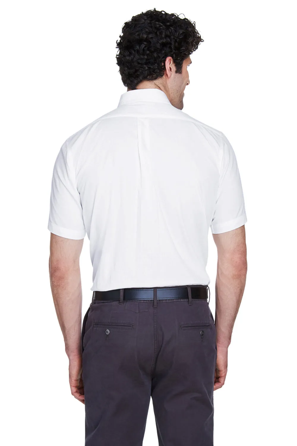 Core 365 Mens Optimum UV Protection Short Sleeve Button Down Shirt w/ Pocket - White