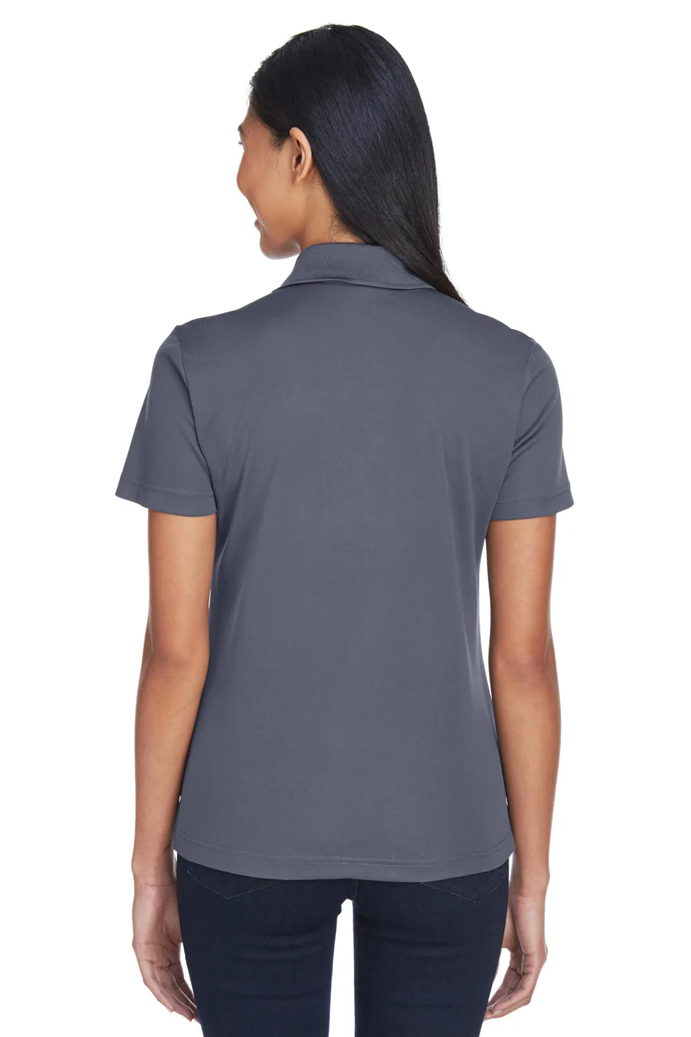 Core 365 Womens Balance Performance Moisture Wicking Short Sleeve Polo Shirt - Black/Carbon Grey