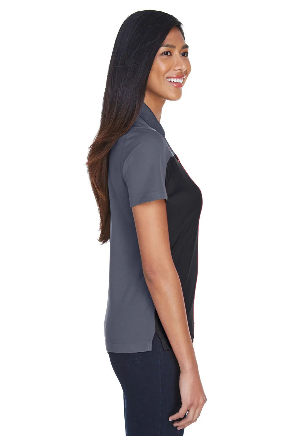 Core 365 Womens Balance Performance Moisture Wicking Short Sleeve Polo Shirt - Black/Carbon Grey