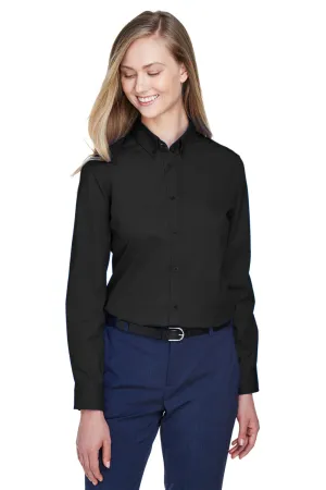 Core 365 Womens Operate UV Protection Long Sleeve Button Down Shirt - Black