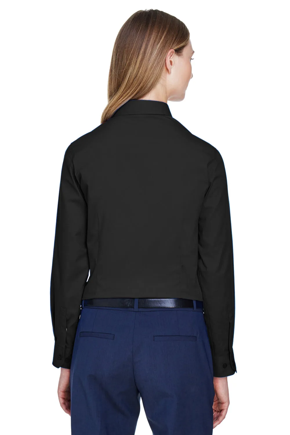 Core 365 Womens Operate UV Protection Long Sleeve Button Down Shirt - Black