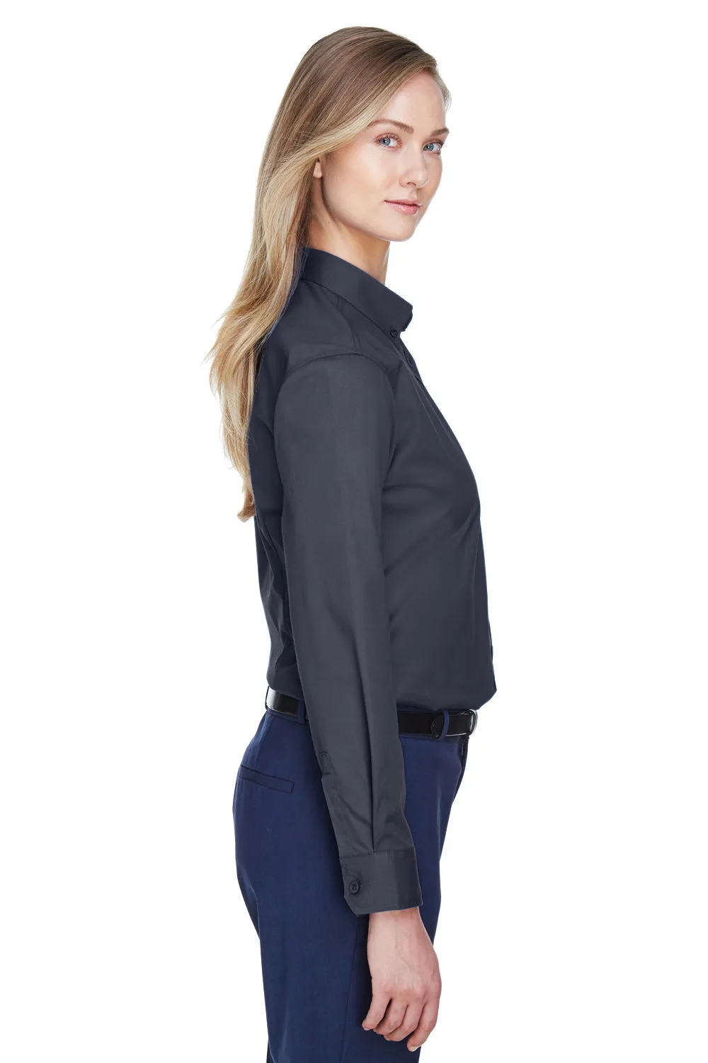 Core 365 Womens Operate UV Protection Long Sleeve Button Down Shirt - Carbon Grey