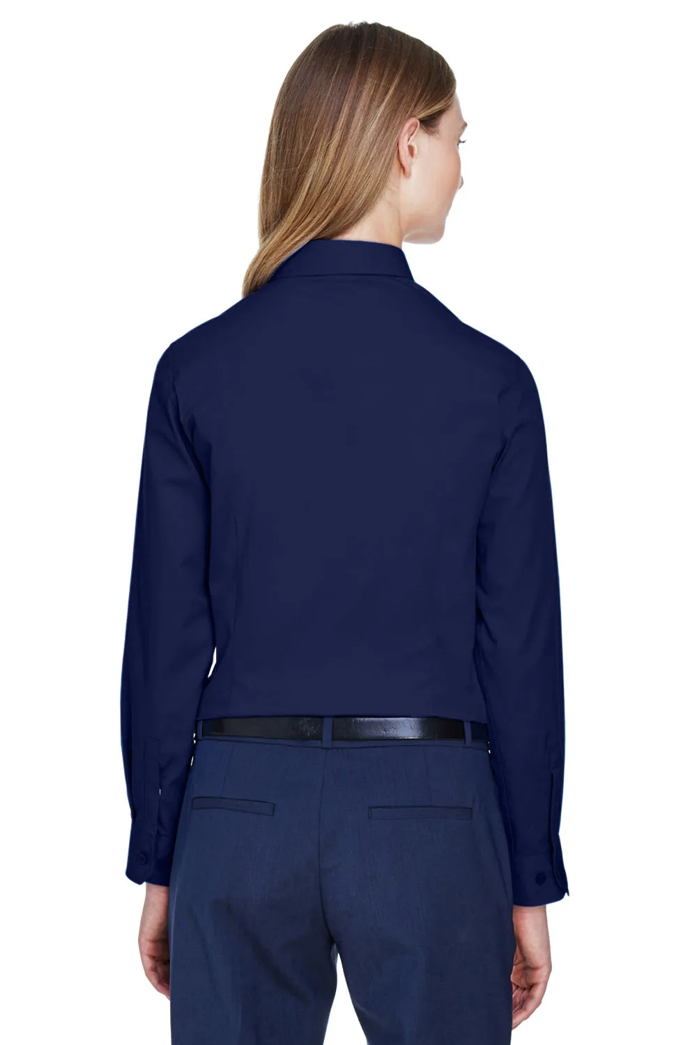Core 365 Womens Operate UV Protection Long Sleeve Button Down Shirt - Classic Navy Blue