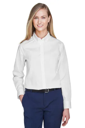 Core 365 Womens Operate UV Protection Long Sleeve Button Down Shirt - White