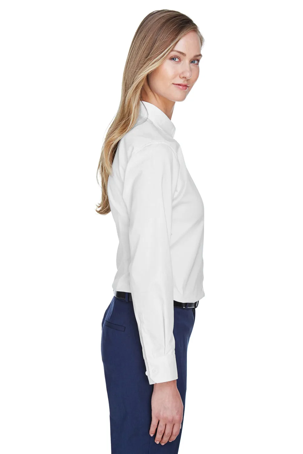 Core 365 Womens Operate UV Protection Long Sleeve Button Down Shirt - White