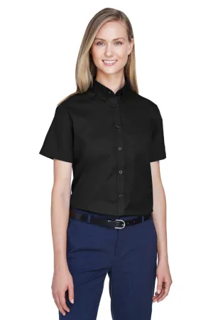 Core 365 Womens Optimum UV Protection Short Sleeve Button Down Shirt - Black