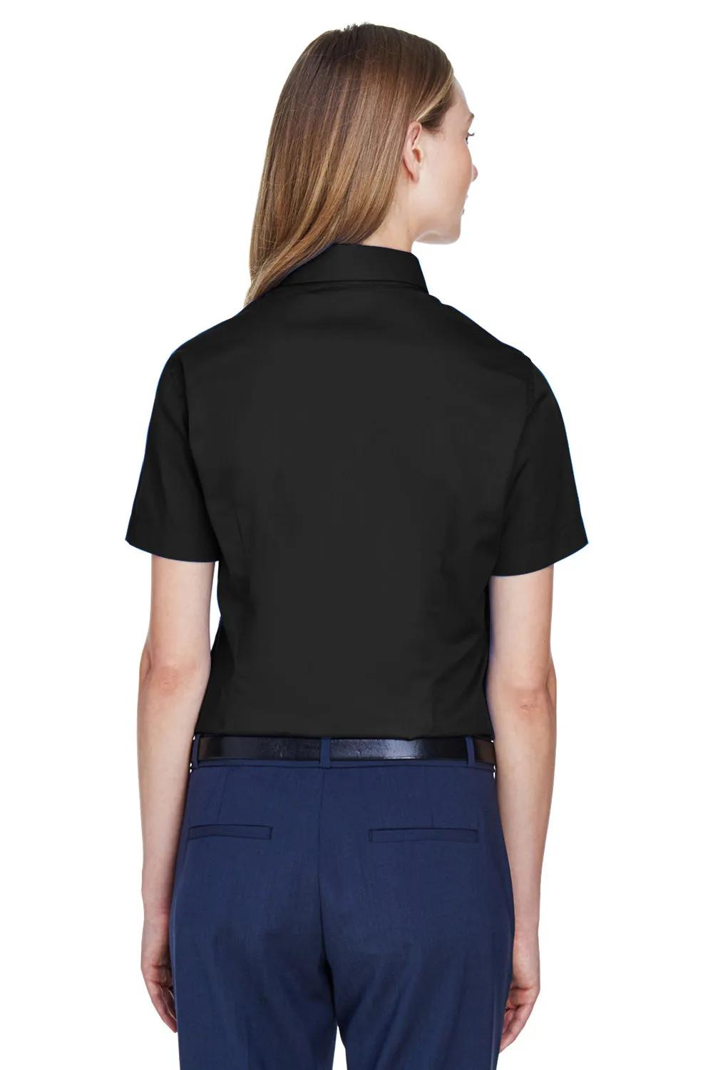 Core 365 Womens Optimum UV Protection Short Sleeve Button Down Shirt - Black