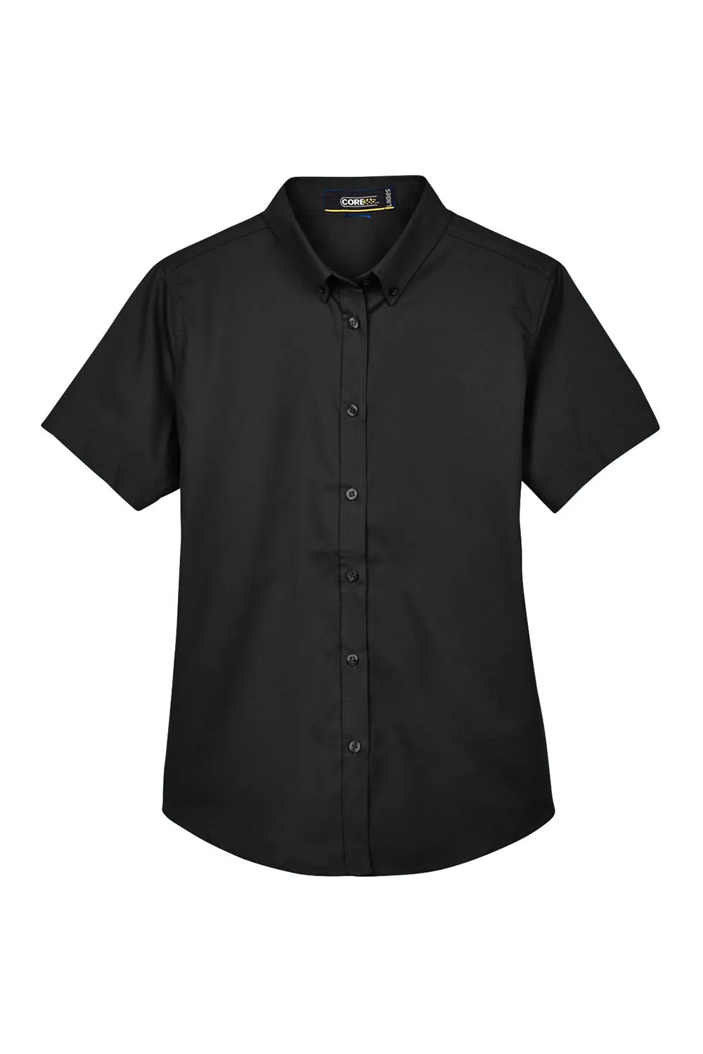 Core 365 Womens Optimum UV Protection Short Sleeve Button Down Shirt - Black