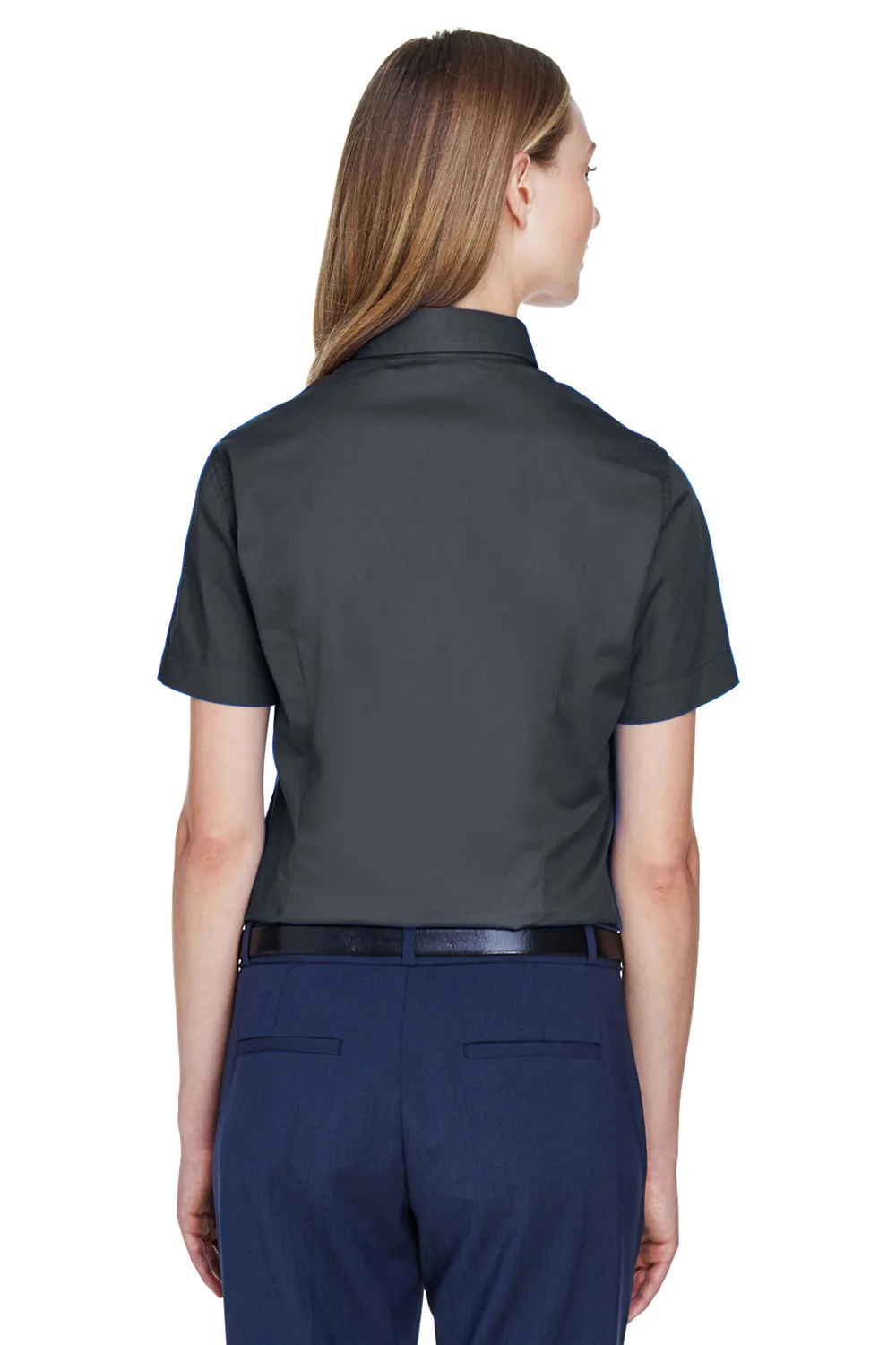 Core 365 Womens Optimum UV Protection Short Sleeve Button Down Shirt - Carbon Grey