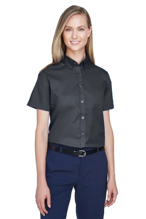 Core 365 Womens Optimum UV Protection Short Sleeve Button Down Shirt - Carbon Grey
