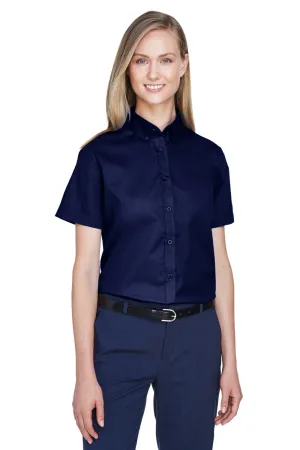 Core 365 Womens Optimum UV Protection Short Sleeve Button Down Shirt - Classic Navy Blue