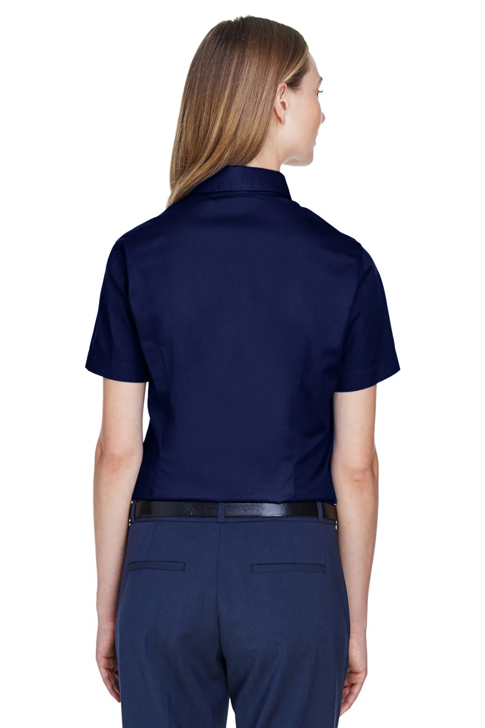 Core 365 Womens Optimum UV Protection Short Sleeve Button Down Shirt - Classic Navy Blue
