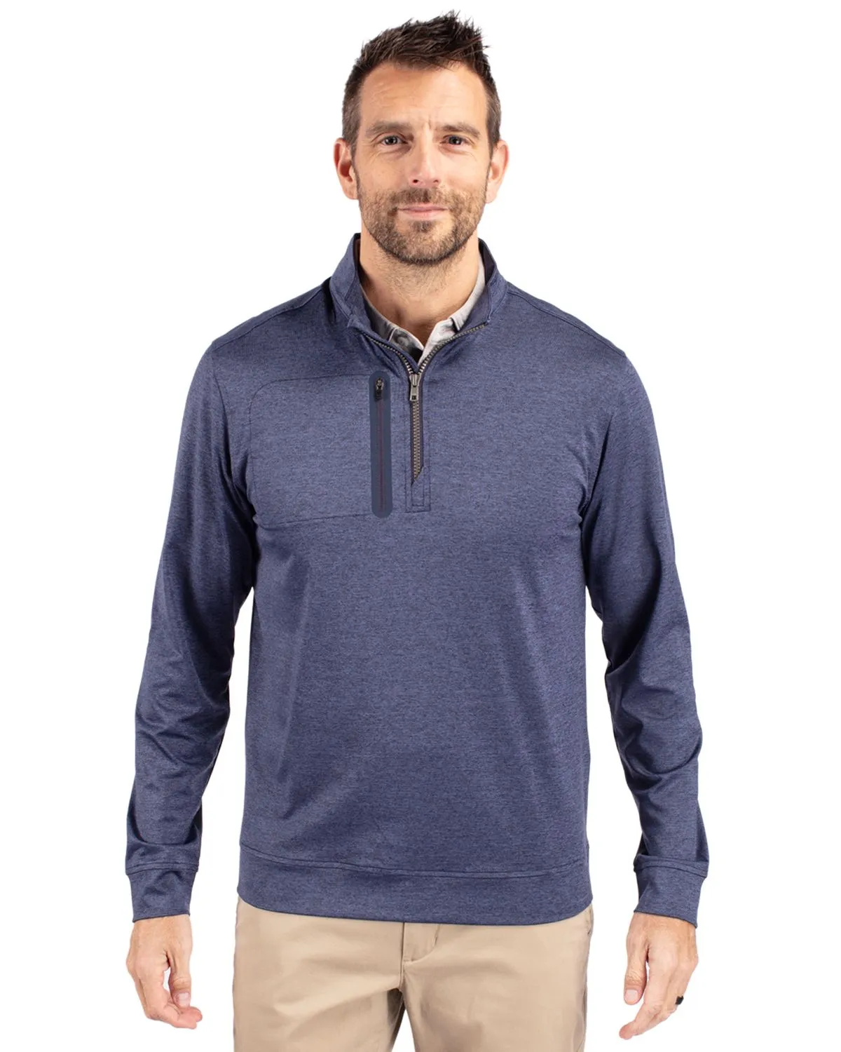 Cutter & Buck Stealth Heathered Mens Big and Tall  Quarter Zip Pullover Jacket