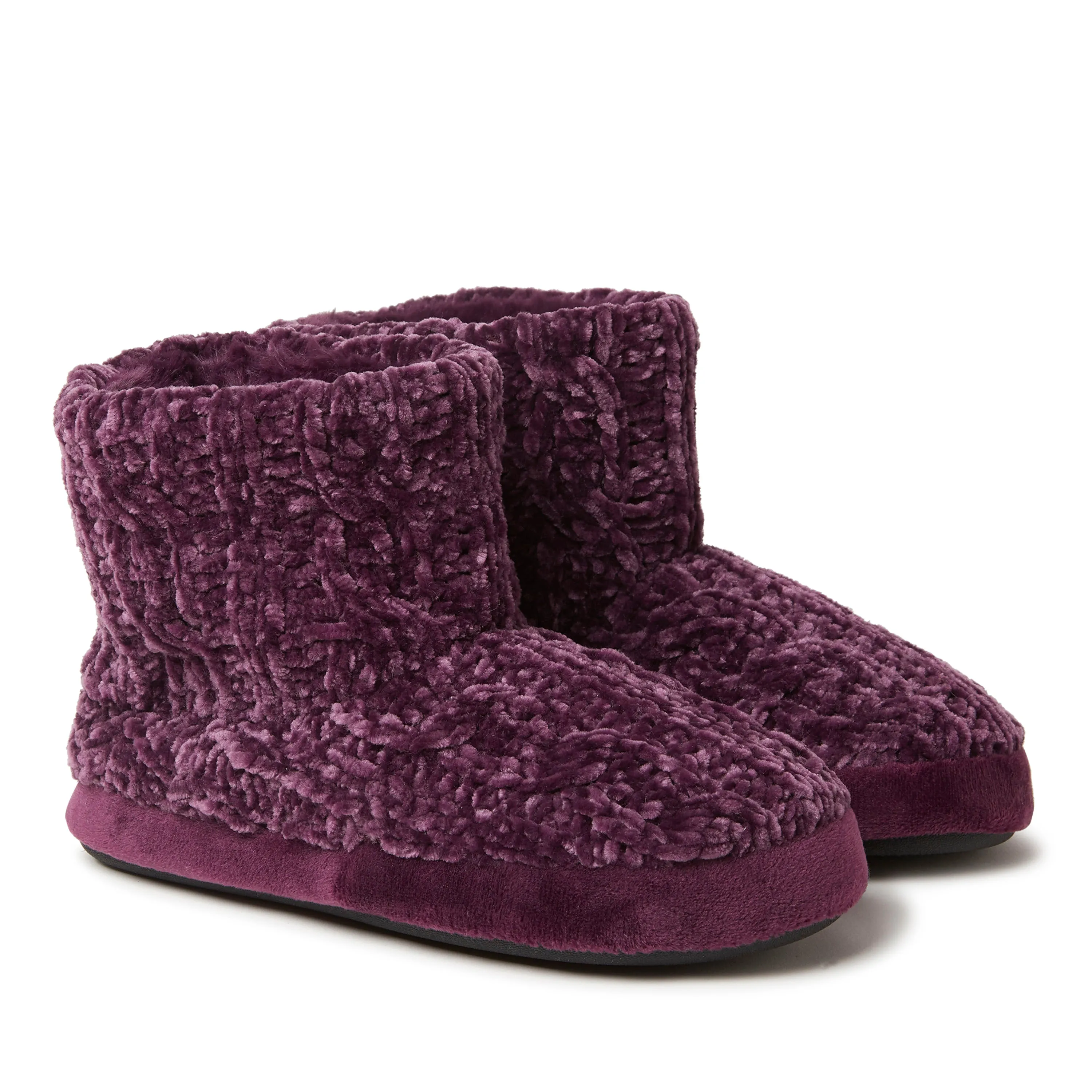 Dearfoams Women's Leah Chenille Cable Bootie Slipper