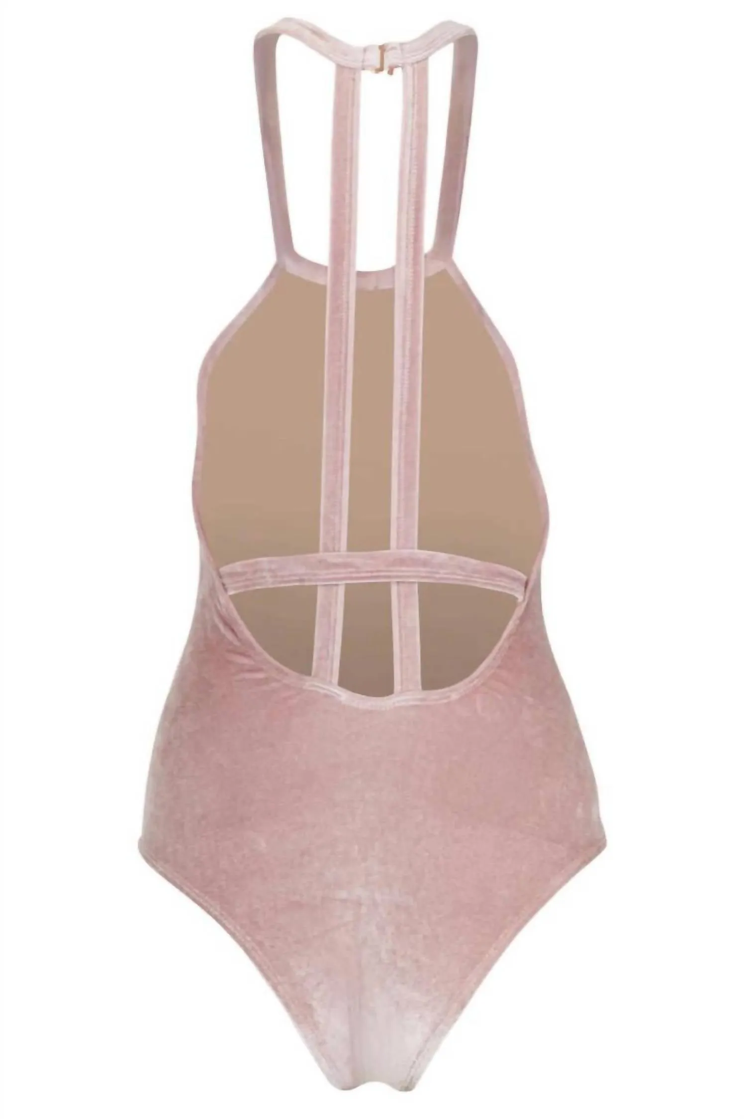 Denise High Neck One Piece Swimsuit In Blush Velvet