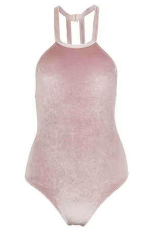 Denise High Neck One Piece Swimsuit In Blush Velvet