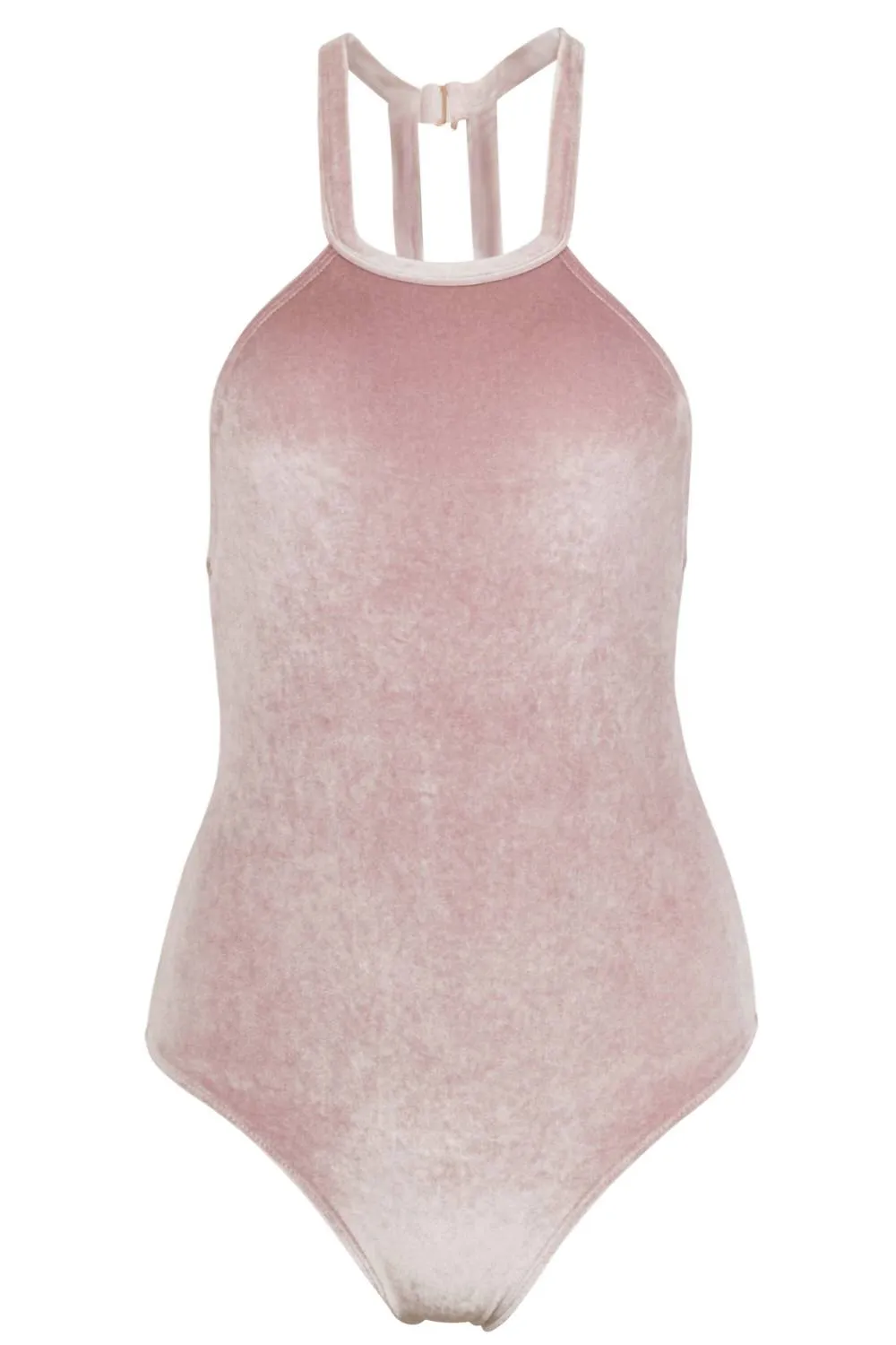 Denise High Neck One Piece Swimsuit In Blush Velvet