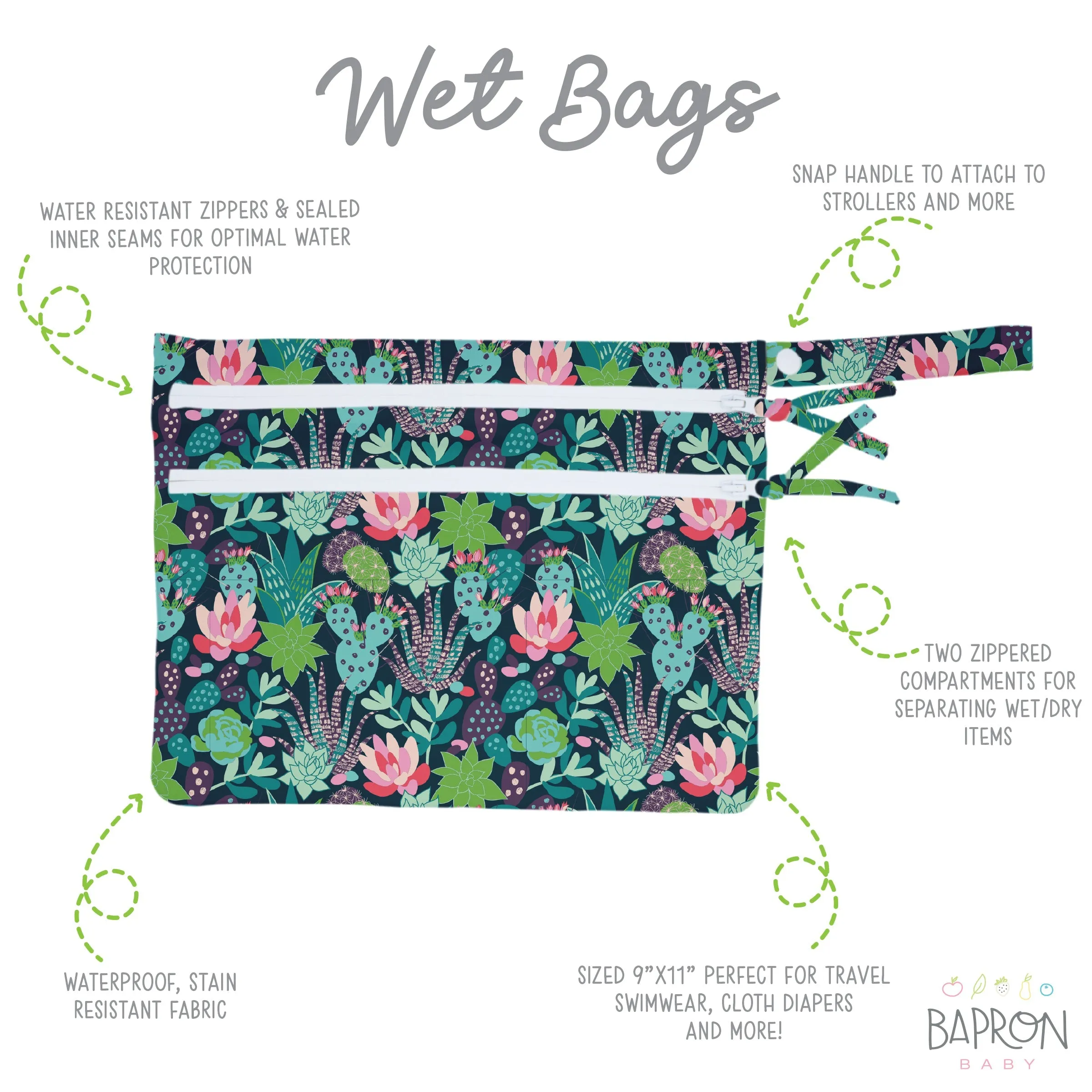 Desert Floral - Waterproof Wet Bag (for Mealtime, On-the-go, And More!) Babykids_Bapron-Baby