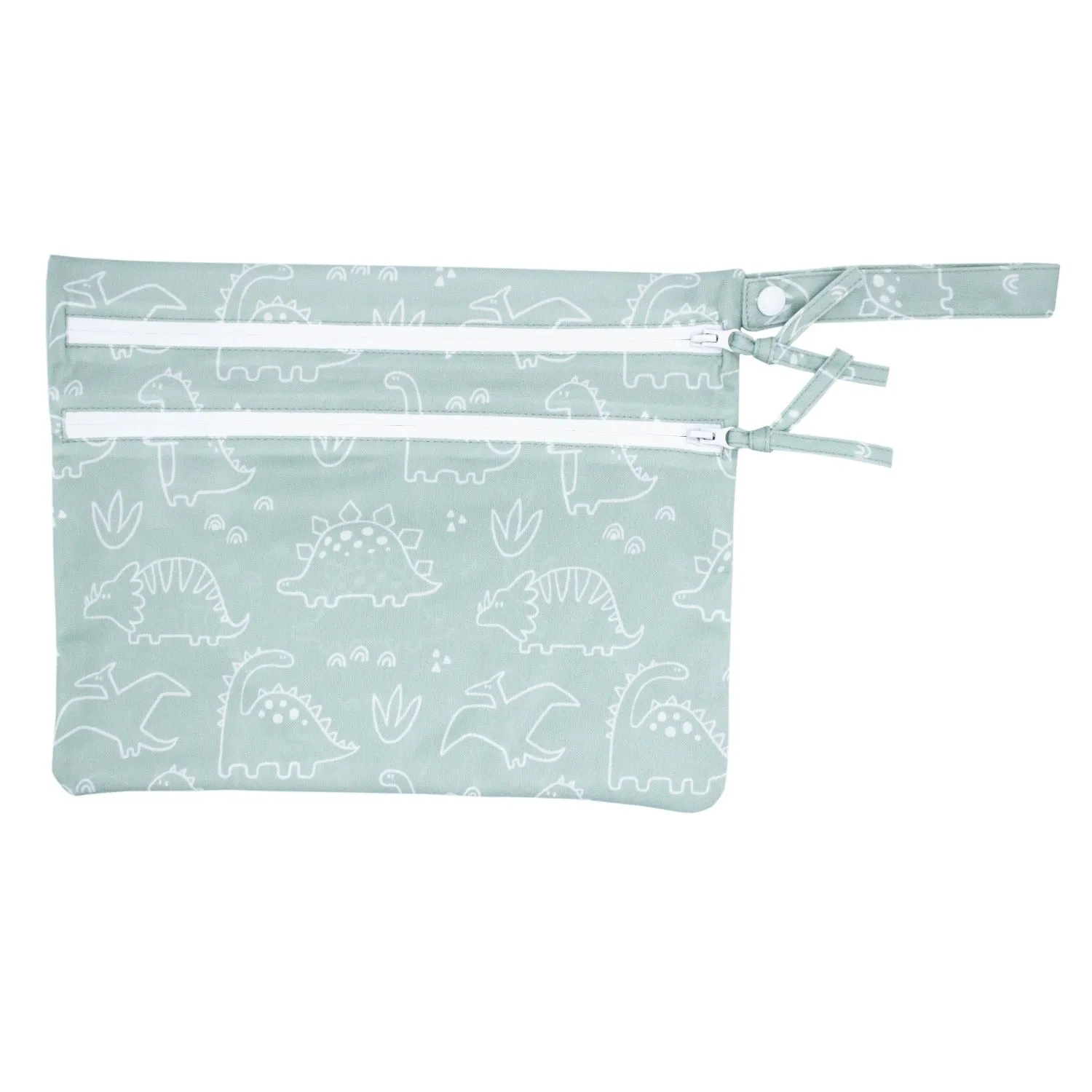 Dino Friends - Sage - Waterproof Wet Bag (for Mealtime, On-the-go, And More!) Babykids_Bapron-Baby