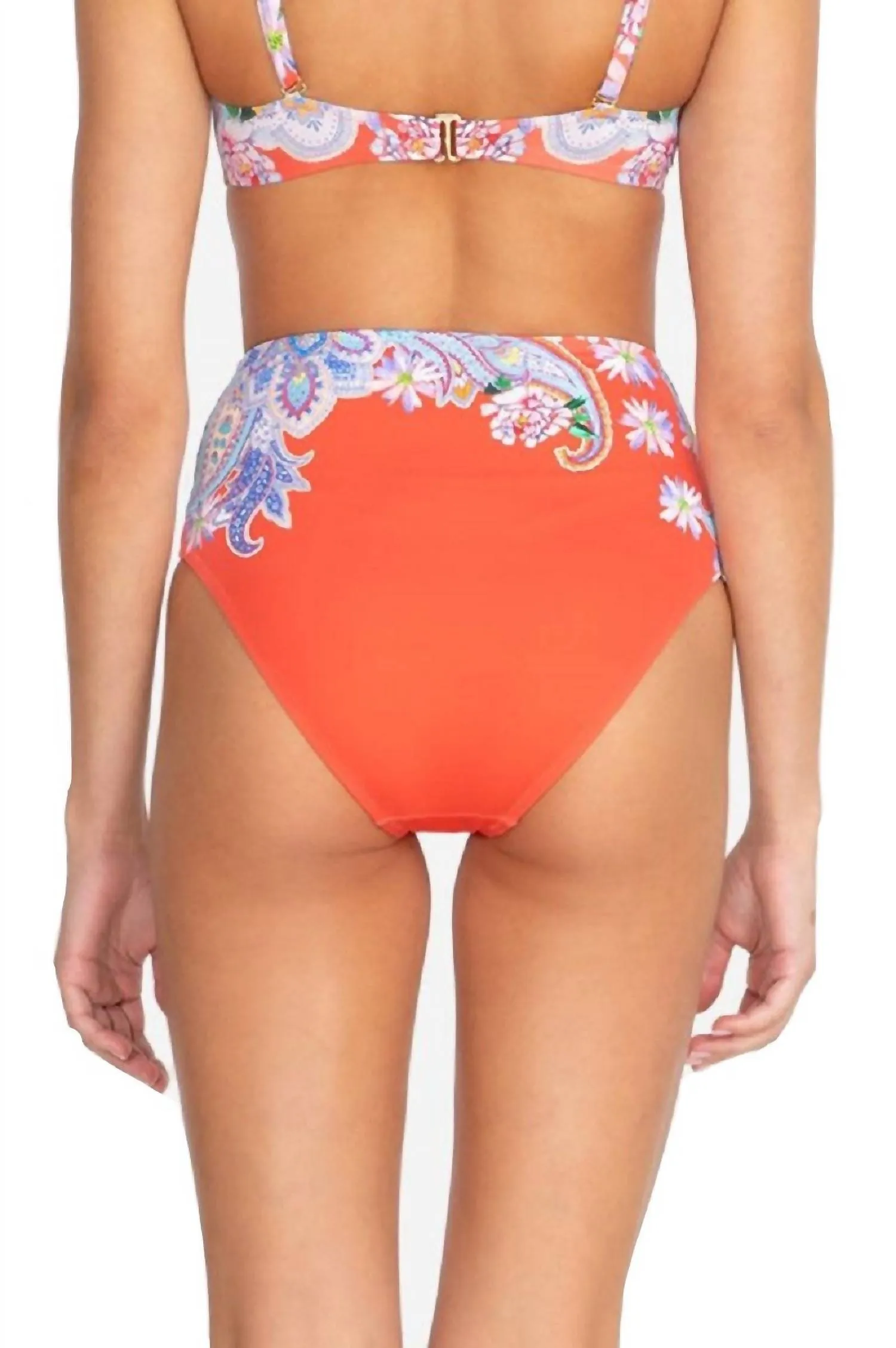 Drew High Waist Bottom In Orange Multi