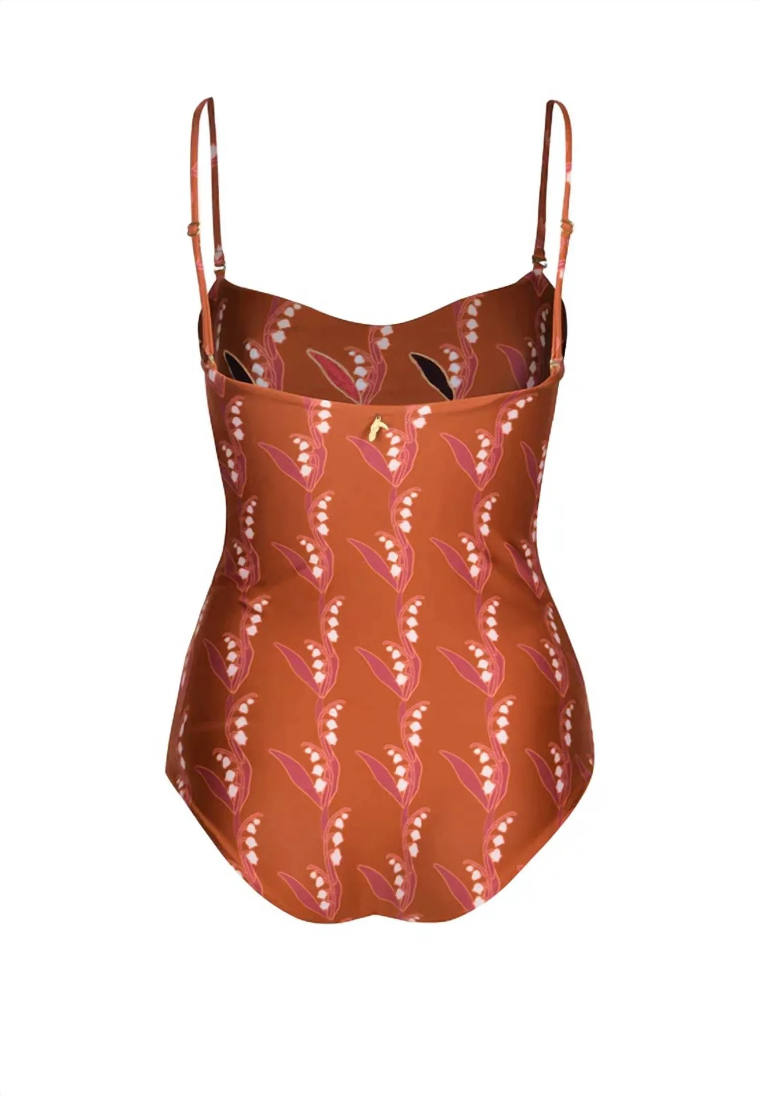 Esteros Hand Embroidered Onepiece Swimsuit In Tera Flor De Mayo