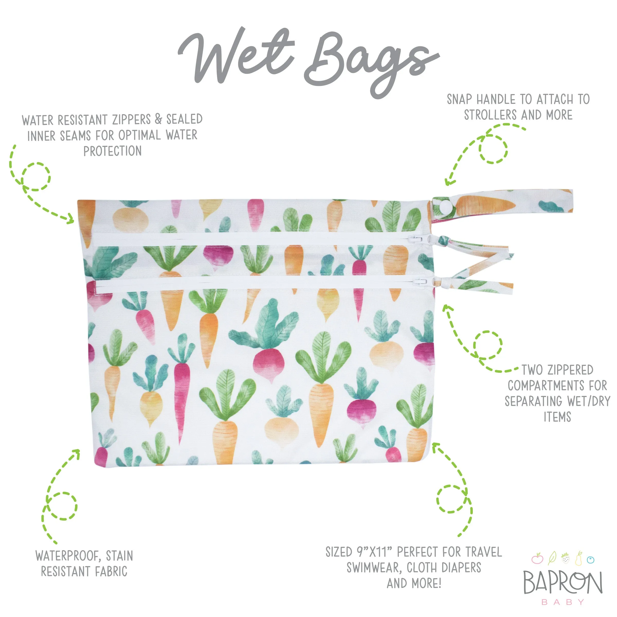 Farm Produce - Waterproof Wet Bag (for Mealtime, On-the-go, And More!) Babykids_Bapron-Baby
