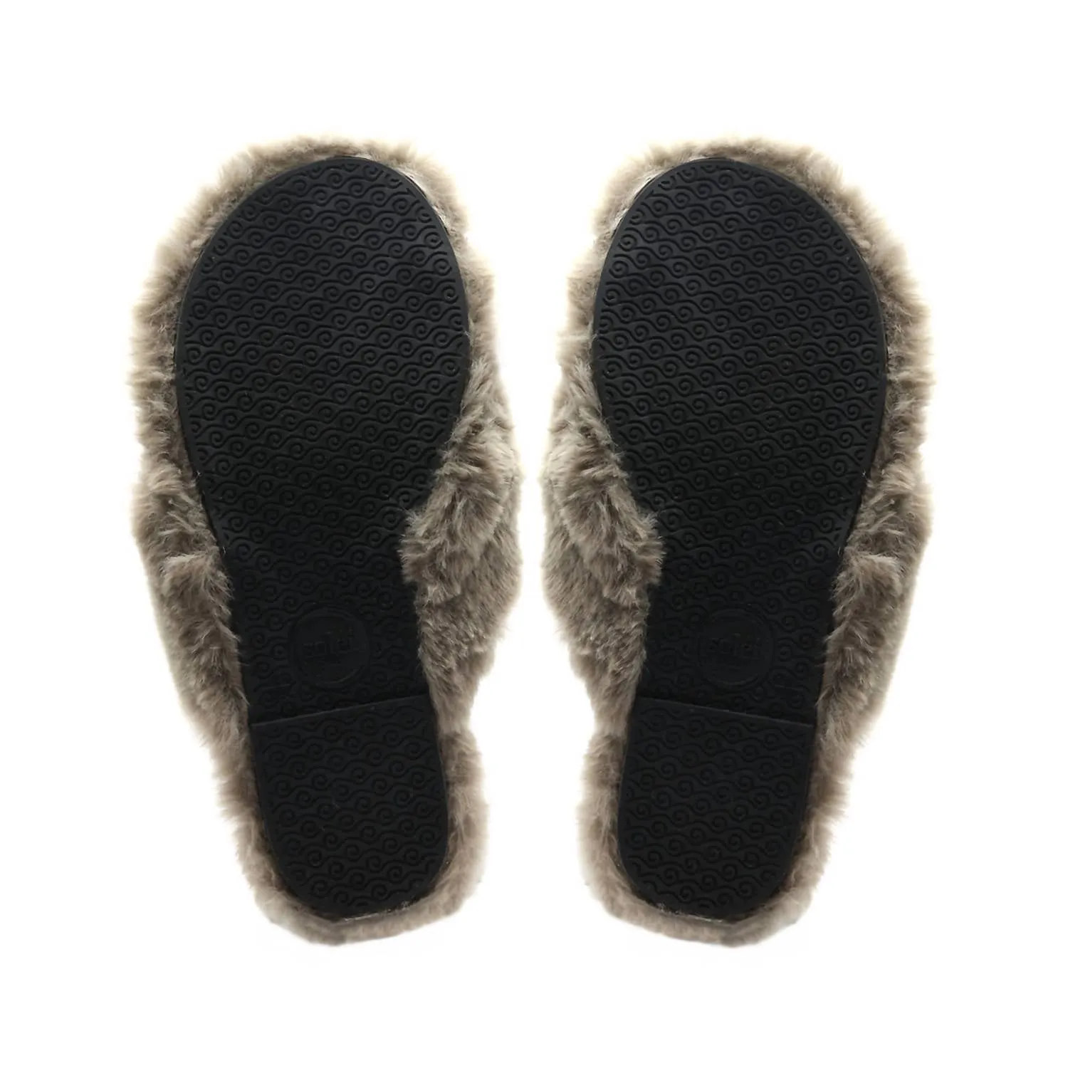 Faux Fur Flip Flop In Sable (Izzie)