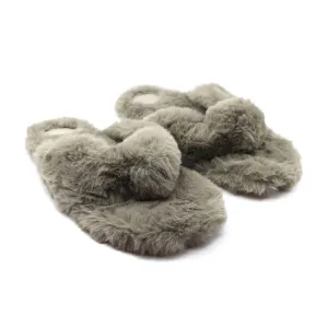 Faux Fur Flip Flop In Sable (Izzie)