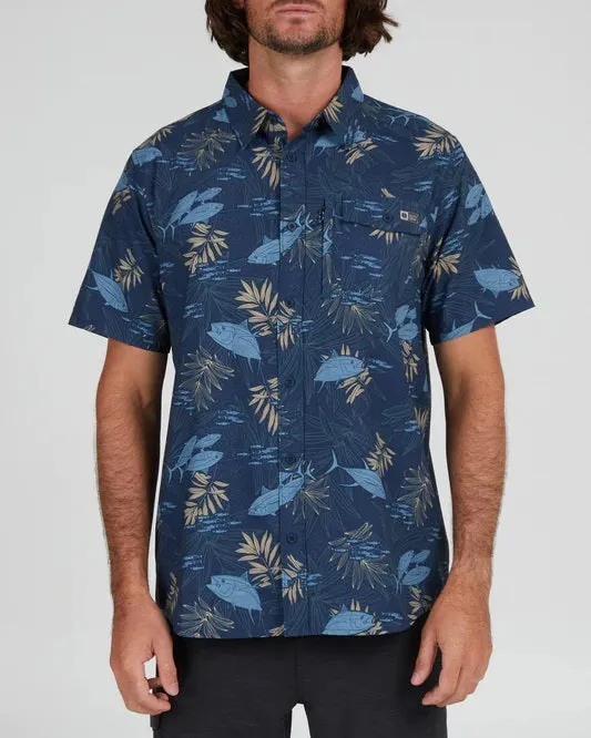 Feeding Frenzy UV Woven Shirt - Navy