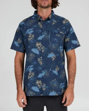 Feeding Frenzy UV Woven Shirt - Navy