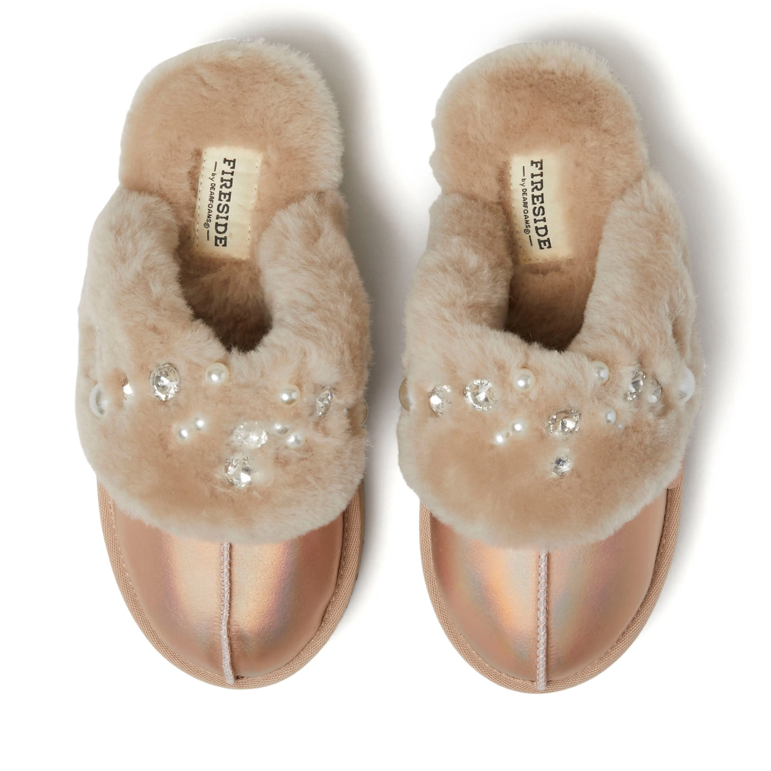 Fireside by Dearfoams Women's Ballina Genuine Shearling Platform Scuff Slipper