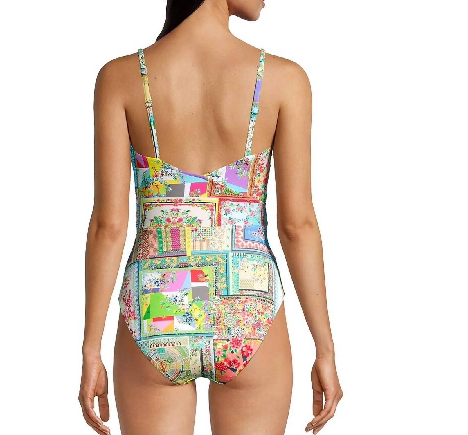 Fleur Braided One Piece Wrap Swimsuit In Multi