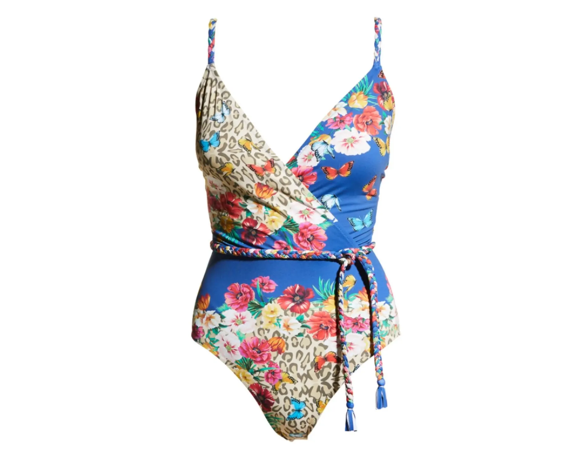 Fleur Braided Wrap One Piece Swimsuit In Multi