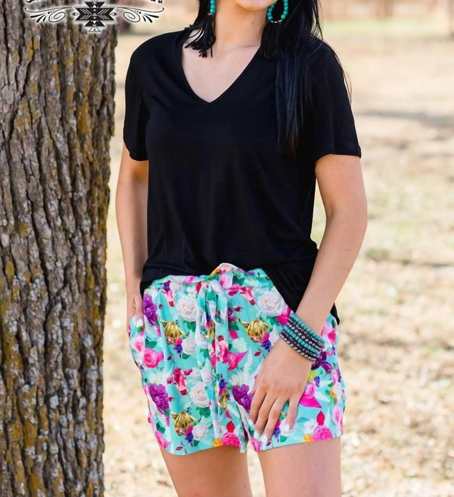 Floral Frenzy Highlander Shorts In Turquoise