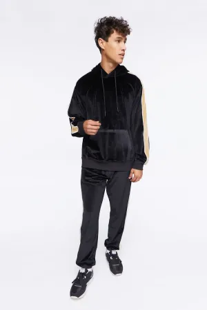 Forever 21 Men's Active Side-Striped Velour Joggers Black/Brown Forever 21