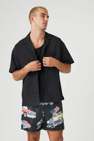 Forever 21 Men's American Car Print Swim Trunks Black/Multi Forever 21