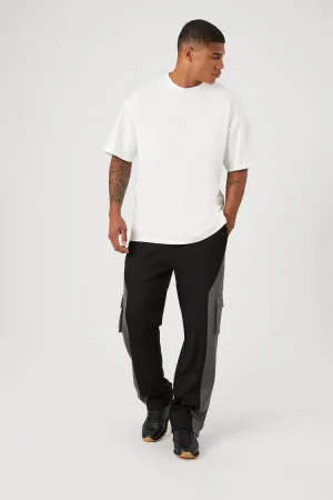 Forever 21 Men's Cargo Drawstring Colorblock Pocket Pants Black/Grey Forever 21