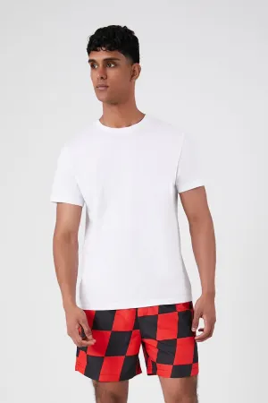 Forever 21 Men's Checkered Swim Trunks Red/Black Forever 21