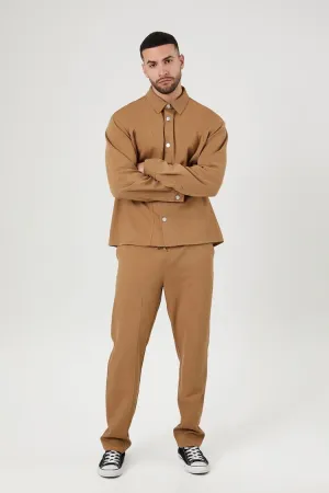 Forever 21 Men's Cotton-Blend Slim-Fit Drawstring Pants Light Brown Forever 21