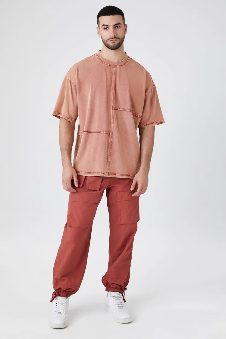 Forever 21 Men's Nylon Parachute Cargo Joggers Rust Forever 21
